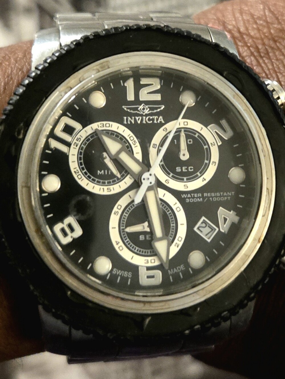 Invicta Black and Silver Men's Chronograph Watch